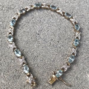 OXOX Aquamarine CZ Tennis Bracelet